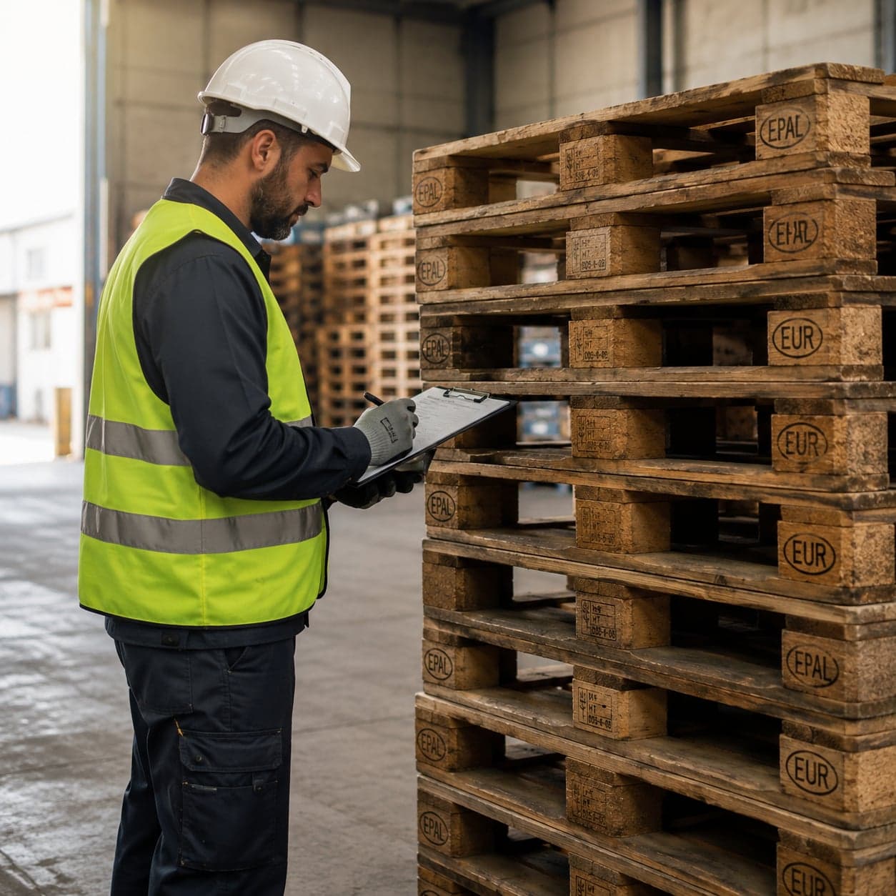 Inspection de palettes usagées avant rachat par PALIVO