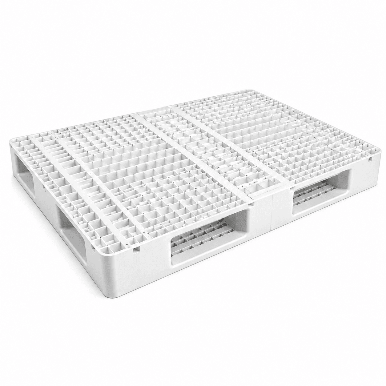 Palette plastique blanche perforée double face, 9 semelles — PALIVO Maroc