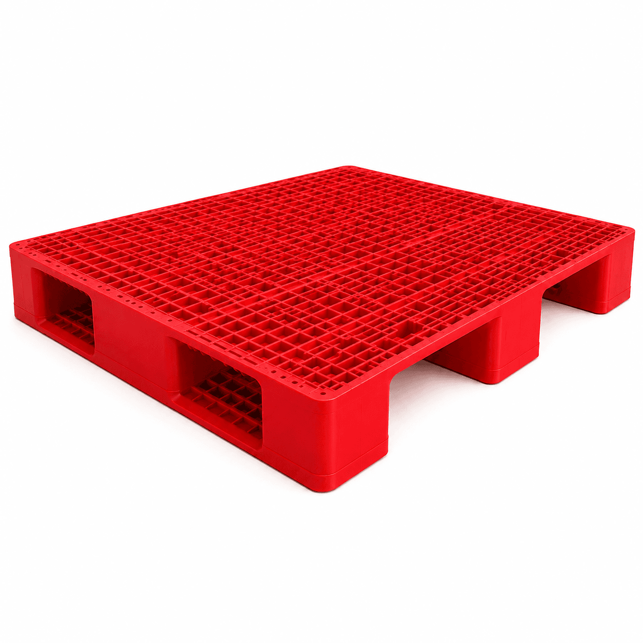 Palette plastique rouge perforée 3 semelles, haute résistance — PALIVO Maroc